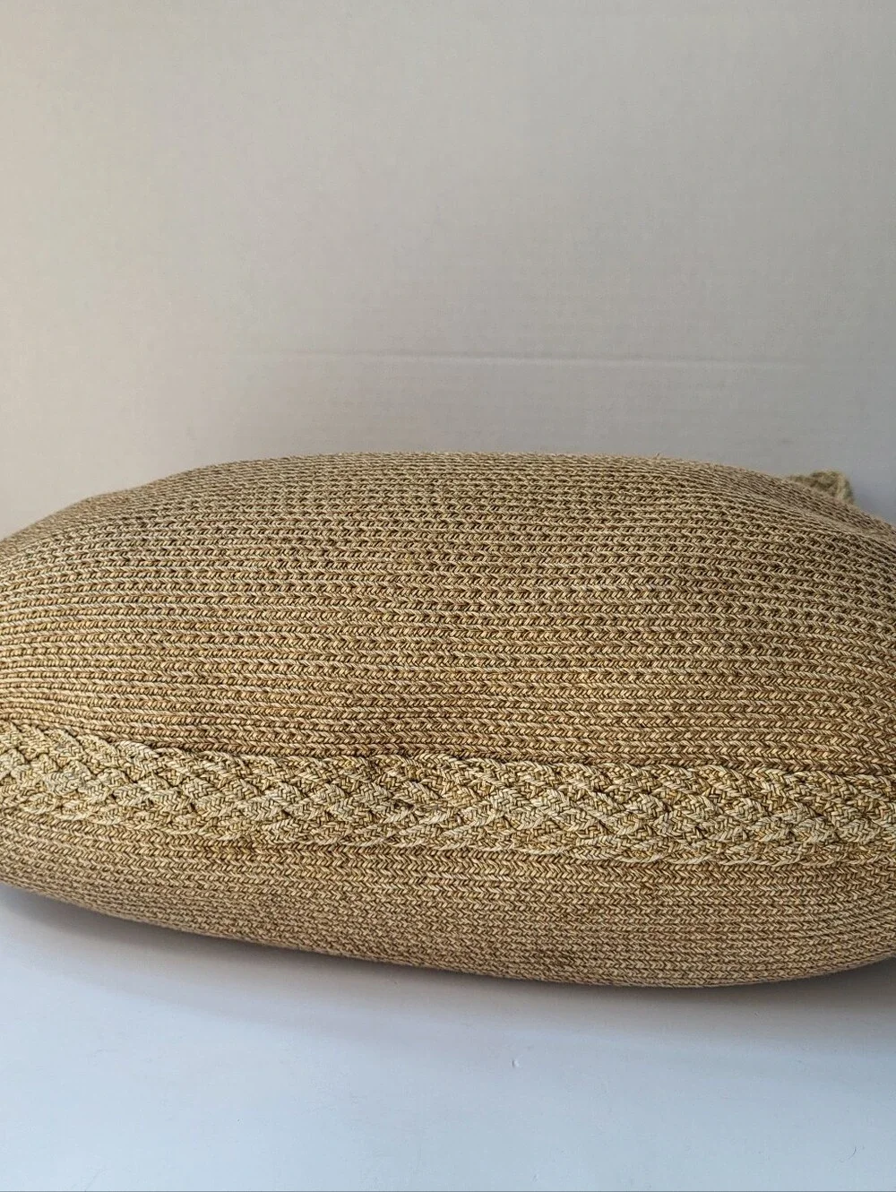 Eric Javits Squishee Tan Woven Hobo Shoulder Bag Gold Ring EUC